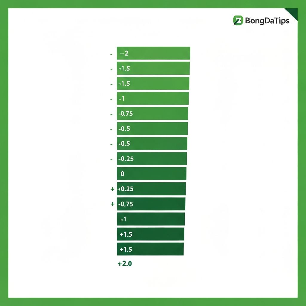 Bảng các loại kèo chấp châu Á từ -2 đến +2